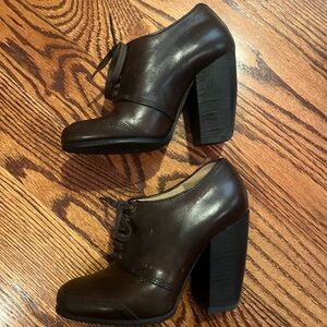 Dries Van Noten Dark Brown Leather Heeled Boots